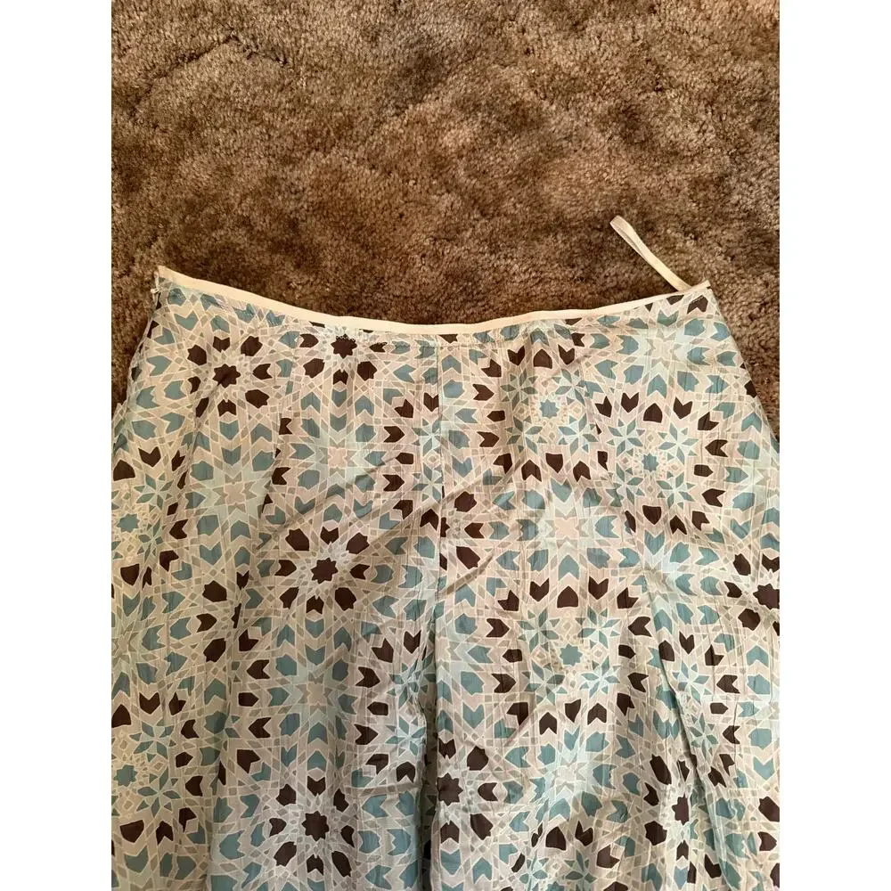 Vintage Banana Republic Y2K Silk Geometric Mosaic A-Line Skirt Boho Chic Twee